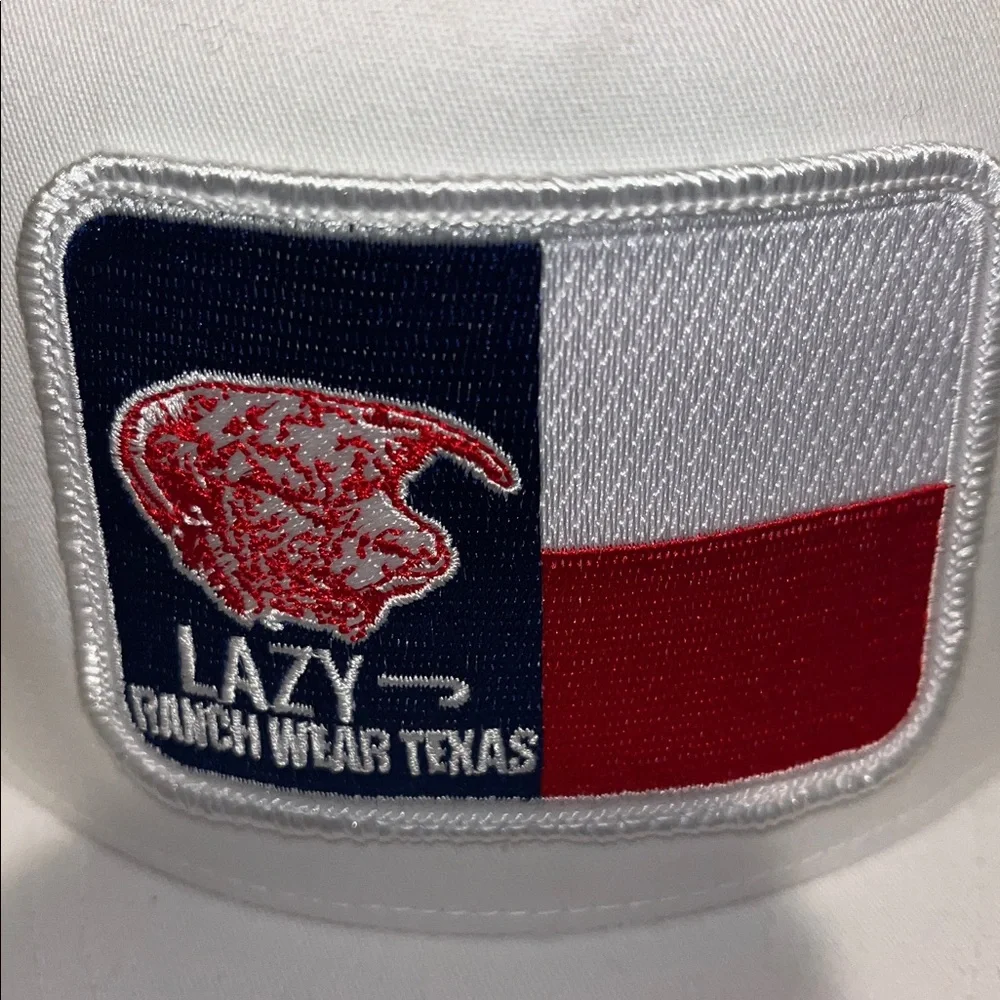 New Lazy J Ranch Wear Texas Bull Patch White With Mesh SnapBack Trucker Hat Cap